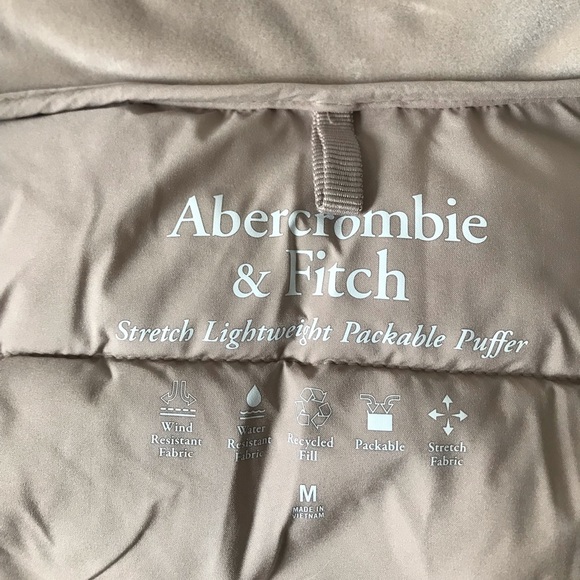 Abercrombie & Fitch Taupe Tan Lightweight Packable Puffer winter coat - sz m - Picture 6 of 11
